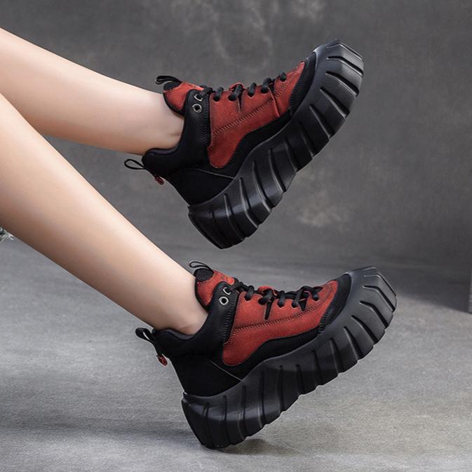 Johnature Туфли на плоской платформе разных цветов, ретро-обувь из натуральной кожи, универсальная женская обувь на толстой подошве