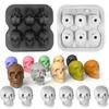 Skull Ice Cube Mold 6-Cavity Silicone Ice Tray for Whiskey Cocktails Food-Grade Flexible Ice Maker for Halloween Parties