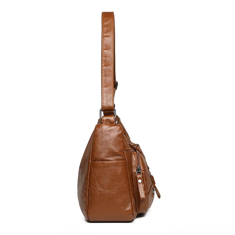 Сумка-мессенджер для женщин среднего и пожилого возраста, женская однотонная сумка из мягкой кожи с несколькими карманами