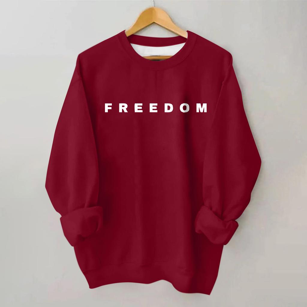Women's Loose And Comfortable Round Neck Long Sleeved Sweatshirt With Printed Text