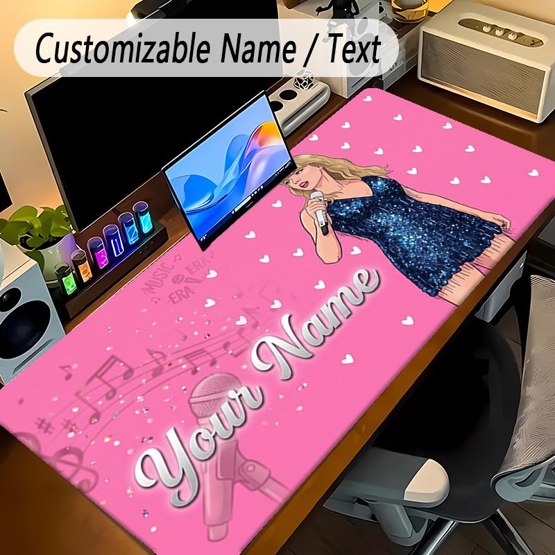 Large Mouse PadTaylor Swift Custom Name Text Personalized Desk Mat Non Slip Gaming Pad