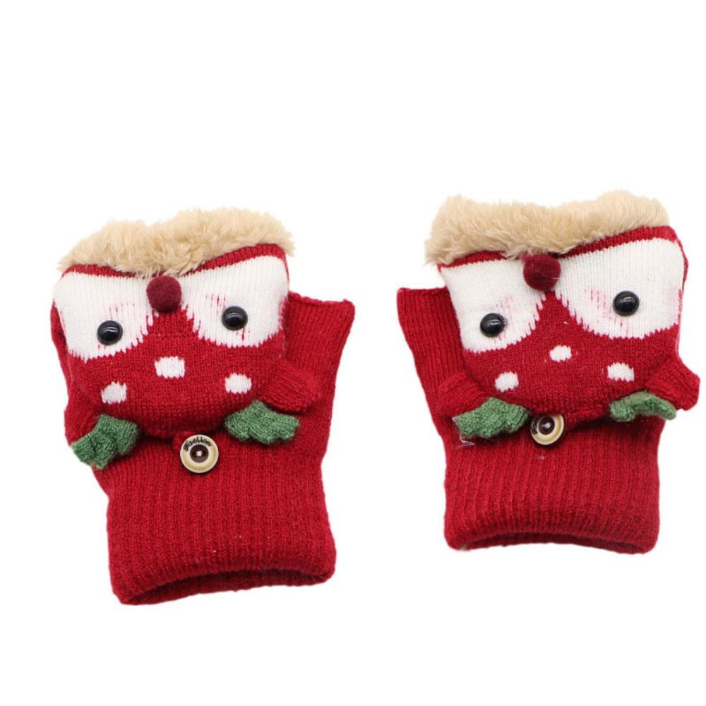 Winter Mittens Reindeer Plush Gloves Korean Style Half Finger Knitted Gloves Winter