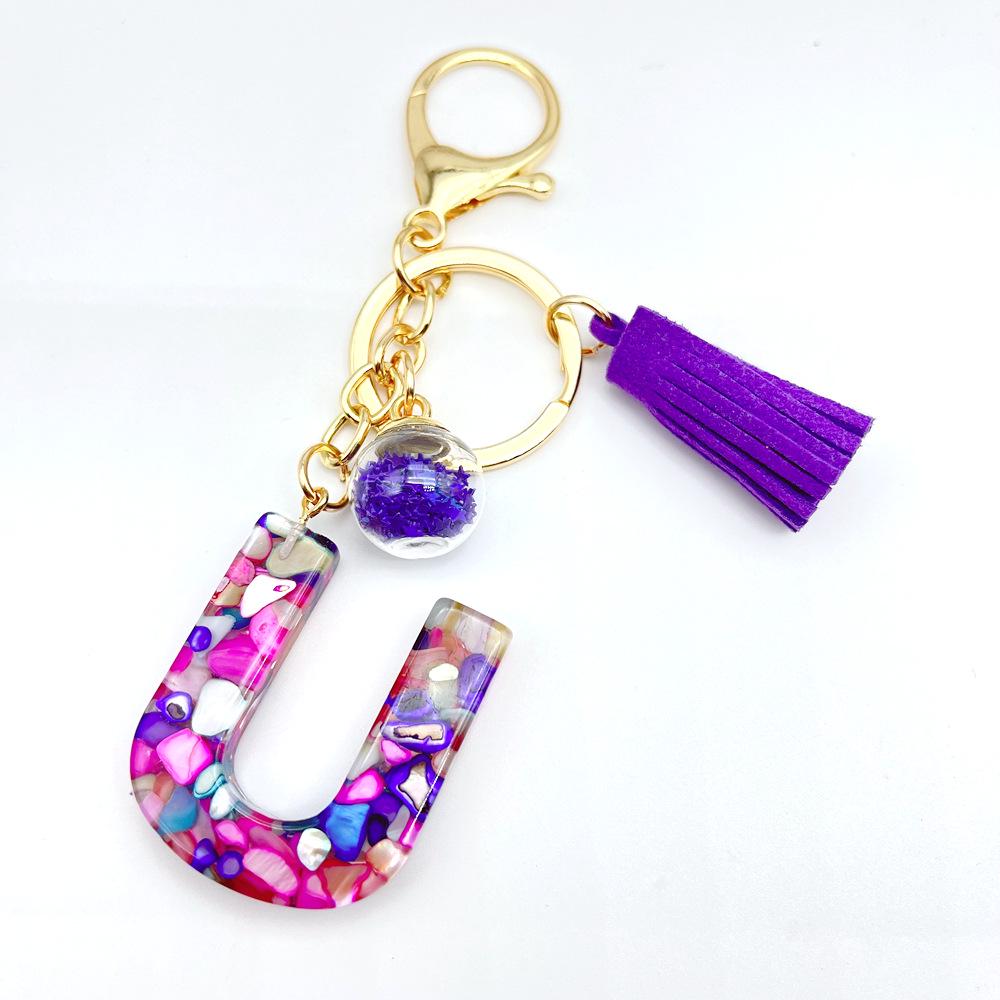 Европейский и американский хит продаж брелок с английскими инициалами и фиолетовой кисточкой