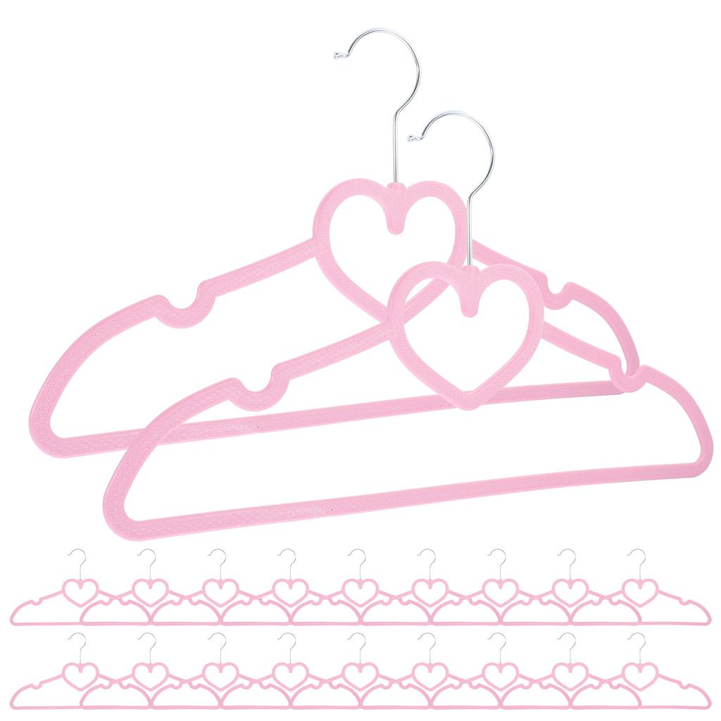 20 Pcs Heart Shaped Hanger Portable Bright Color Clothes Hanger Plastic Wardrobe Storage Home Ganization Non Slip Closet