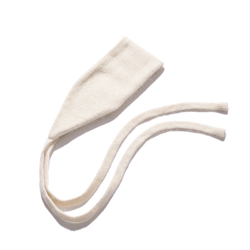 Двусторонний вязаный ободок для волос - кремовый