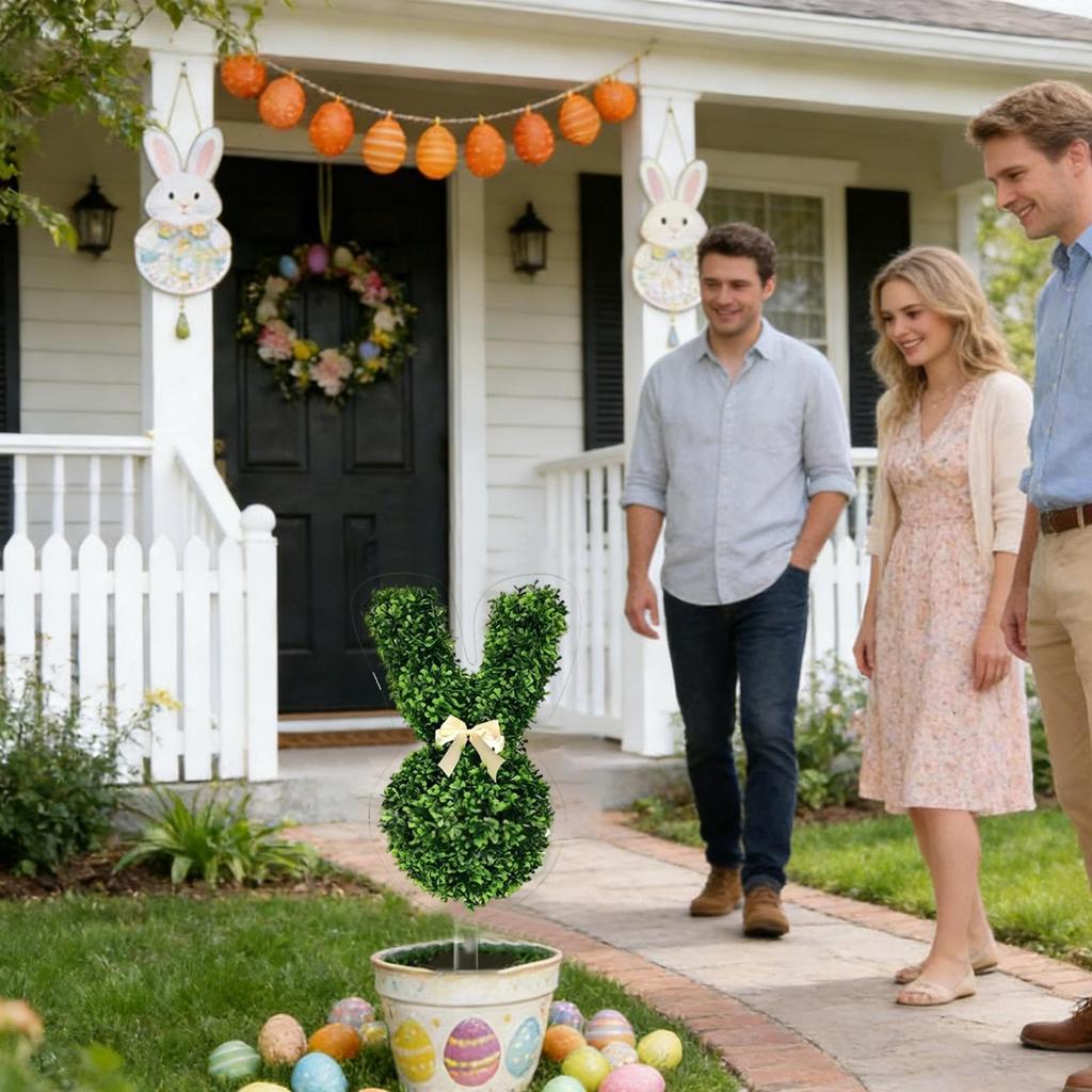 Easter Topiary Spring 2D Acrylic Artificial Green Cute Fake Plant Animal Decor For Lawn Yard Porch Patio Backyard Courtyard