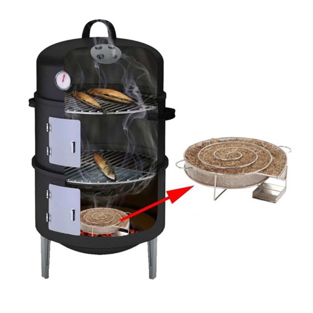 Круглый генератор холодного дыма из нержавеющей стали для барбекю, горячее и холодное копчение на гриле для барбекю и коптильне для лосося, сыра, свинины, ожога