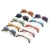 New large-frame sunglasses frameless thin sunglasses women's metal fox head UV protection driving trimmed glasses tide