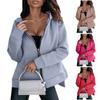 Women's Fashion Casual Solid Color With Pocket Zipper Long Sleeve Hooded Jacket