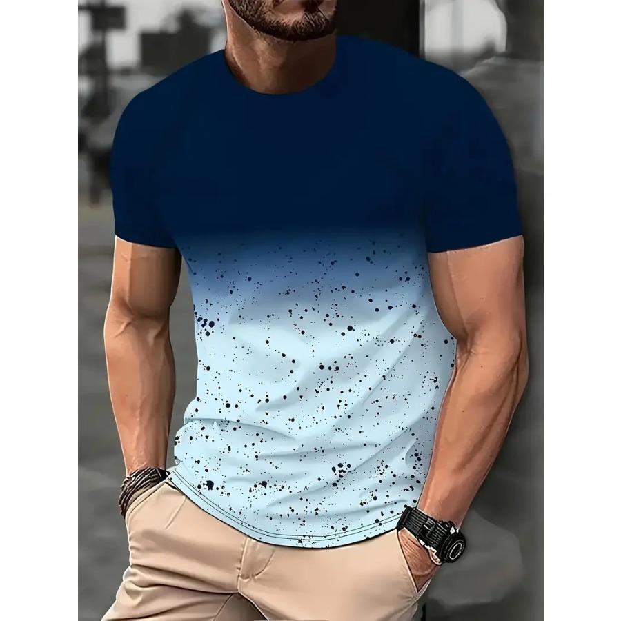 Letters Men's T-shirt 3D Printed Tees Male Simple Gradient Fashion Trend Short Sleeve T Shirts Casual Summer Clothing
