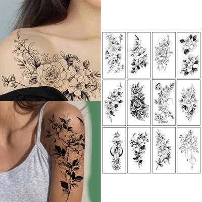 Гелевая татуировка Luna Black Flower Body Point Self Tattoo, 1 шт., T-50