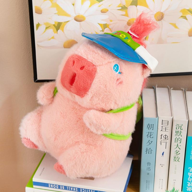 Розовая сидящая кукла капибара плюшевая игрушка мягкая весенняя прогулка тип мультфильм животное плюшевый милый толстый умиротворяющий подарок