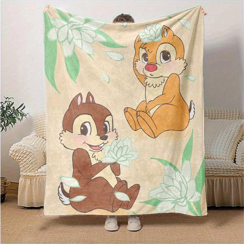 1 шт., Очаровательное одеяло Chip 'n Dale, Идеально подходит для домашнего декора, Покрывало на диван, Для использования на улице, Путешествий, Кемпинга, Автомобиля, Пляжа, Офисного сна