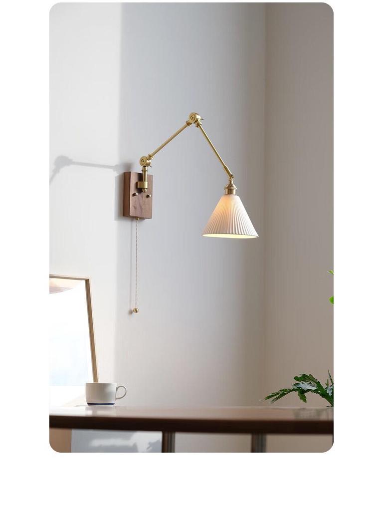 Used Copper French Retro Wabi-Sabi Style Swing Arm Wall Sconce for Bedroom or Living Room.