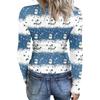 Women's Winter Slim-Fit Base Layer T-Shirt Fashionable Christmas Print V-Neck Pullover Long-Sleeved Top