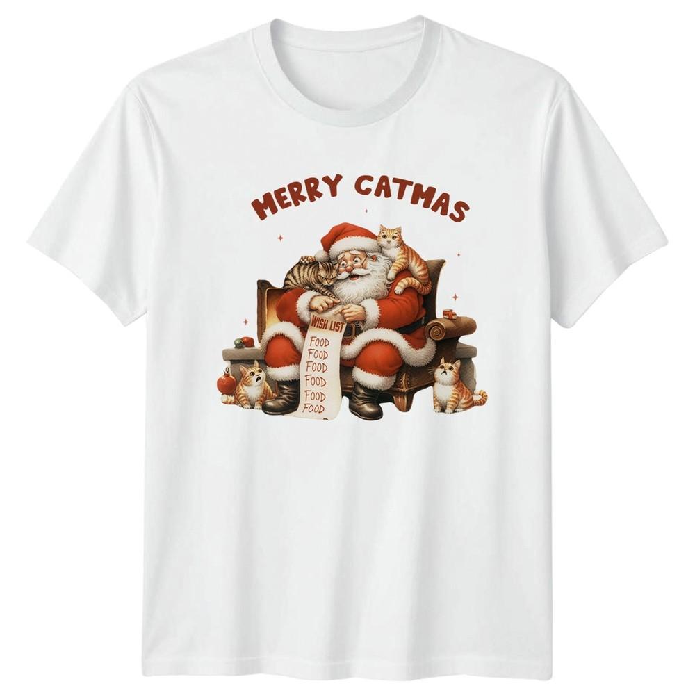 Merry Catmas Wish List Food Santa Cats Christmas Holidays Unisexs TShirt Unisexs