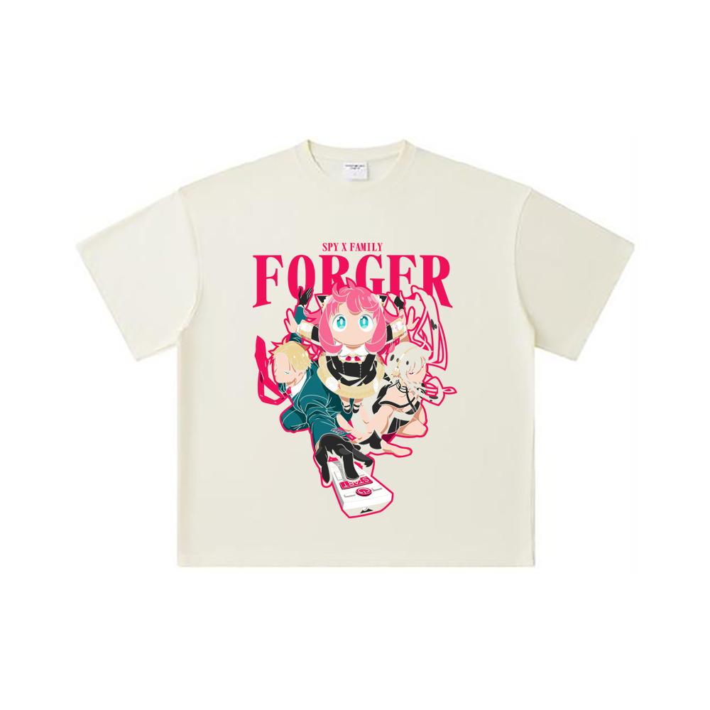 260 GSM Double Yarn 32 Count 100% Cotton Spy x Family V1 Forger Print Unisex Heavy Cotton T Shirt