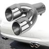 Stainless Steel Chrome Universal Dual Outlet Exhaust Pipe Trim 63mm Tail Throat Car Muffler