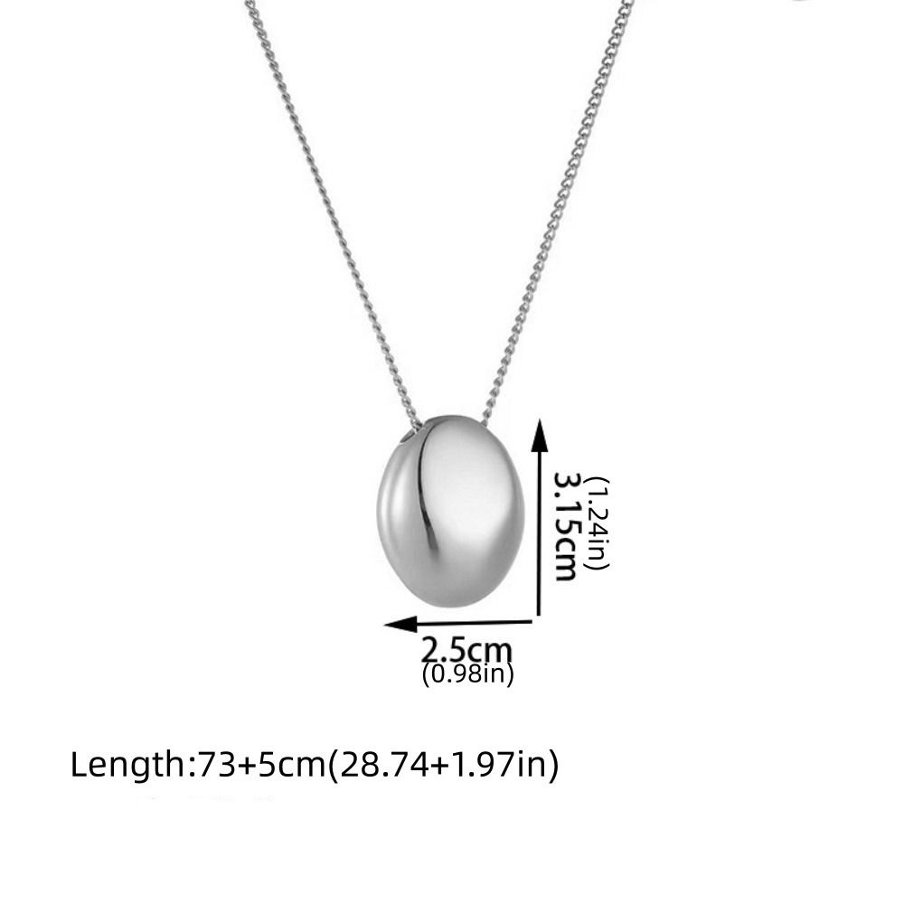 Large Oval Long Sweater Chain Metal Smooth Glossy Droplet Pendant  Autumn Winter