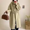 New Autumn and Winter Korean Style High-end Double-sided Wool Coat for Women Horn Button Hooded Thickened Woolen Coat