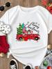 (Азиатский размер) Футболка Счастливого Рождества Новый год Праздничный Топ фестиваль Повседневная Женская мультяшная трендовая милая Принт Женская с коротким рукавом Модная Графическая футболка