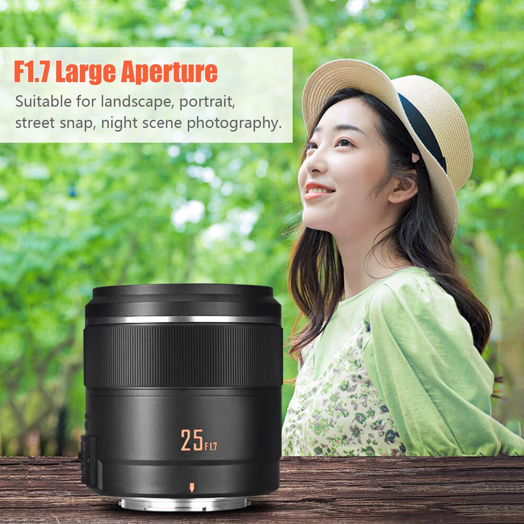 YONGNUO YN25mm F1.7M Объектив с постоянным фокусным расстоянием для камеры с автоматической/ручной фокусировкой, большой диафрагмой, креплением Micro 4/3