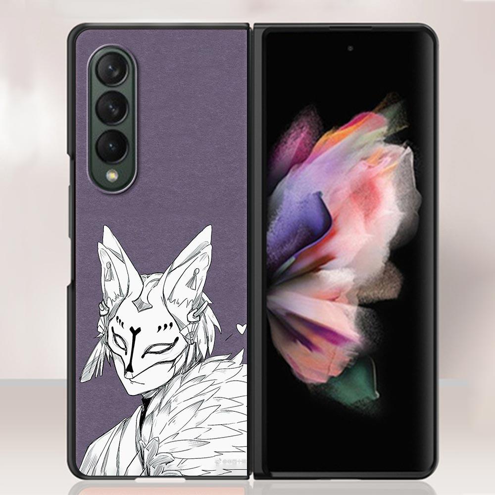 Чехол Zfold4 для Samsung Galaxy Z Fold3 5G, жесткий пластиковый тонкий чехол, ультратонкий чехол для телефона Galaxy Z Fold 3, аниме-маска лисы