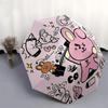 1 шт. Автоматический складной зонт BT21 Cooky для улицы - Автоматическое открытие/закрытие, Портативная 3-складная конструкция, Железный каркас с 8 ребрами, Идеальный подарок для фанатов, Путешественников, для ежедневного использования