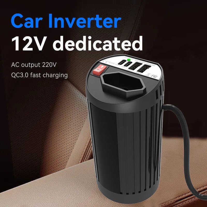Автомобильный инвертор DC12V в AC220V: Модифицированная синусоида, Светодиодный дисплей, Двойная быстрая зарядка USB, Совместимость с солнечными панелями