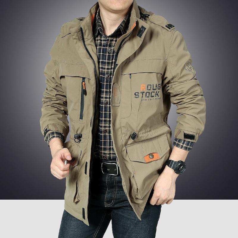 Мужская куртка для весны и осени, свободная спортивная куртка больших размеров, повседневная куртка для людей среднего возраста, куртка для инструментов