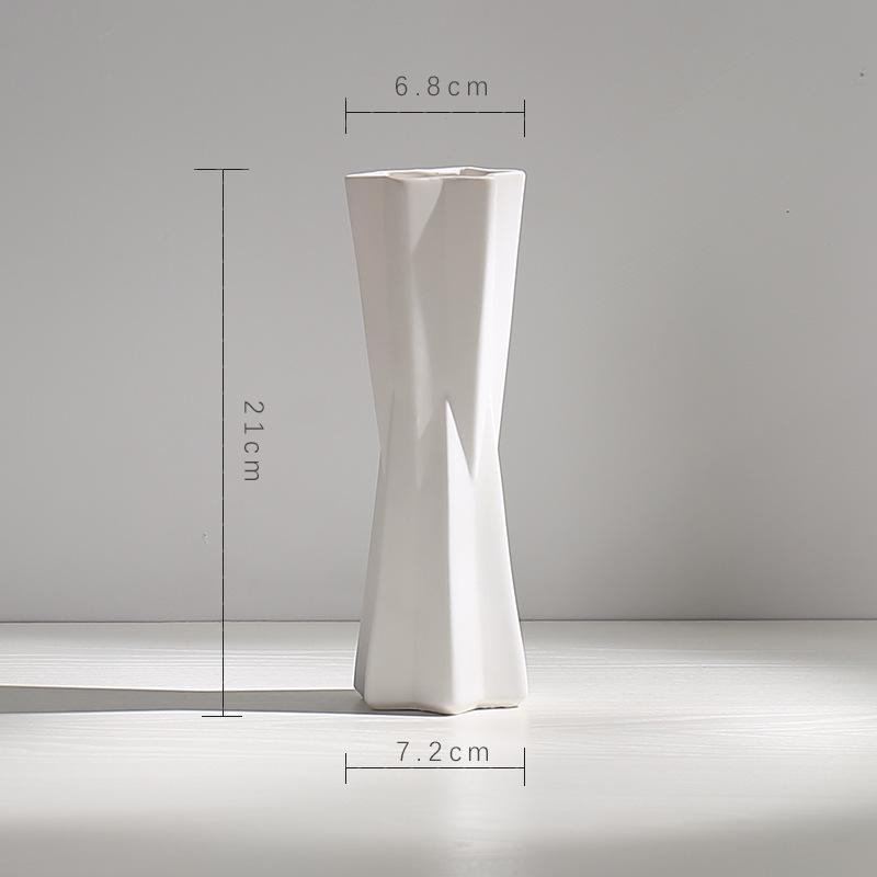 Modern White Ceramic Vase for Small Fresh or Dry Flowers - Dining Table & Living Room Decor