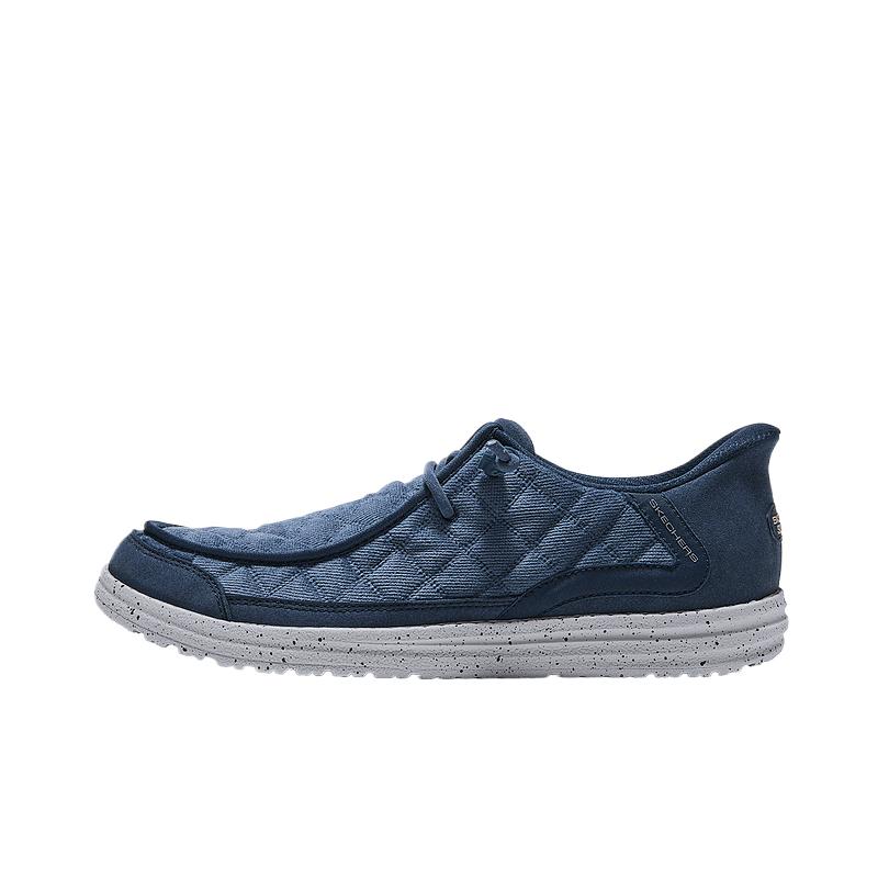 Skechers Melson Ткань Уличная одежда США Круглый носок Простые низкие повседневные кроссовки Мужские кроссовки 211384-NVY