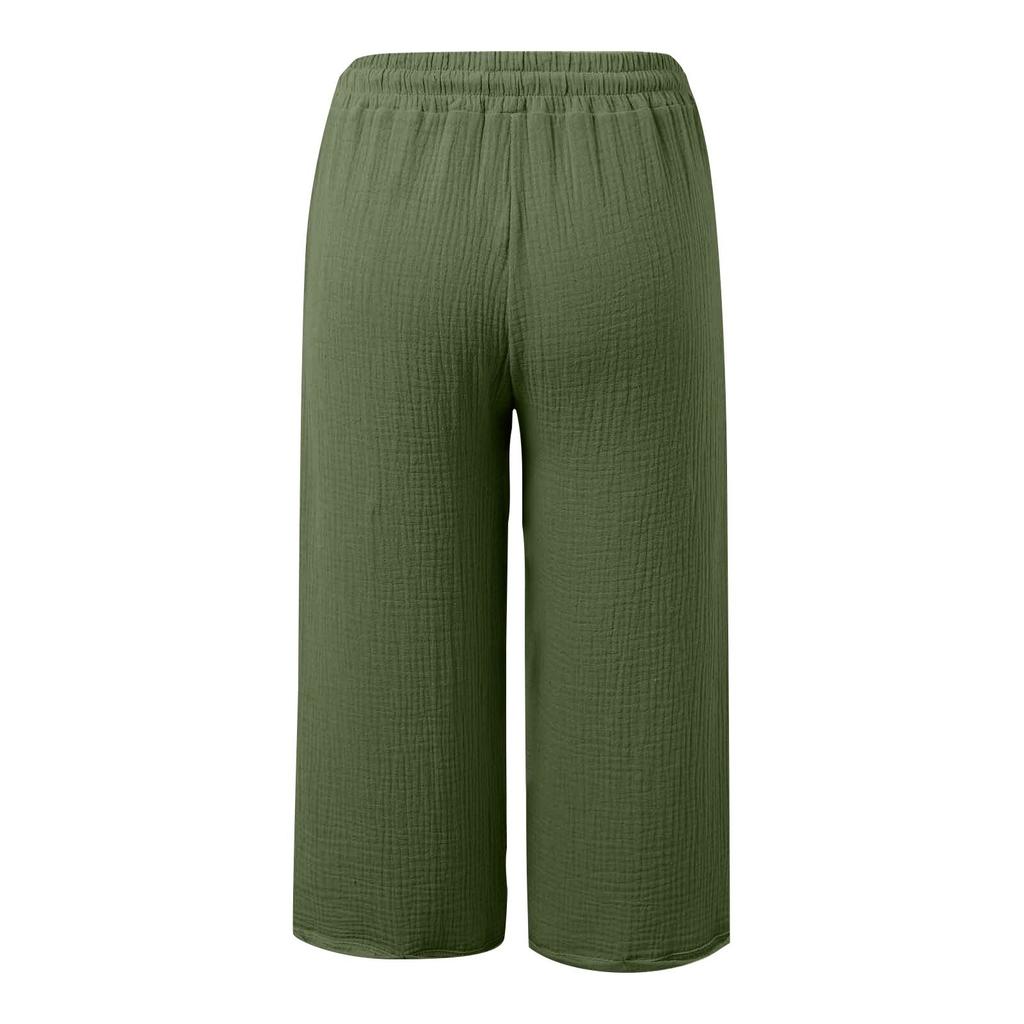 Женские летние брюки 3/4 Летние брюки с карманами Повседневные свободные брюки Тканевые брюки Спортивные брюки для отдыха Пляжные брюки