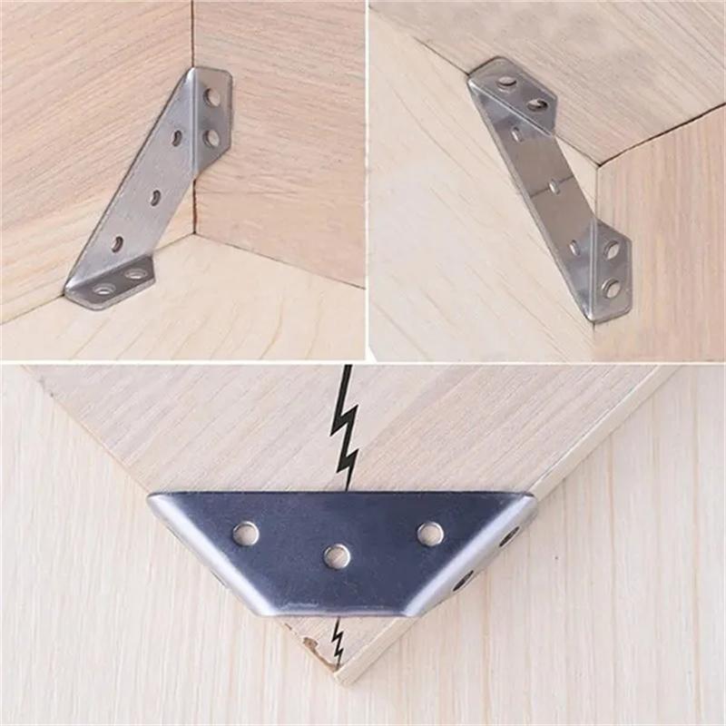100 Pcs Corner Braces Joint Stainless Steel Angle Code Corner Bracket Trapeziform Angle Code Shelf Support Fastener With Screw