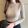 2023 пуловер, вязаный женский свитер, модный повседневный тонкий однотонный свитер с полувысоким воротником, мягкий джемпер, женские теплые топы 28454