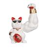 Famimueno Lucky Cat Muscle Figurine, Brings Good Fortune, Fun and Cute, Good Luck, Shop Opening Gift (White)