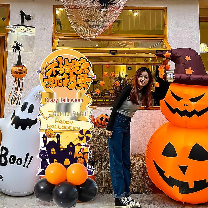 Halloween Balloon Column Decoration for Kindergarten, Mall, Amusement Park, Store Display, and Atmosphere Enhancement.