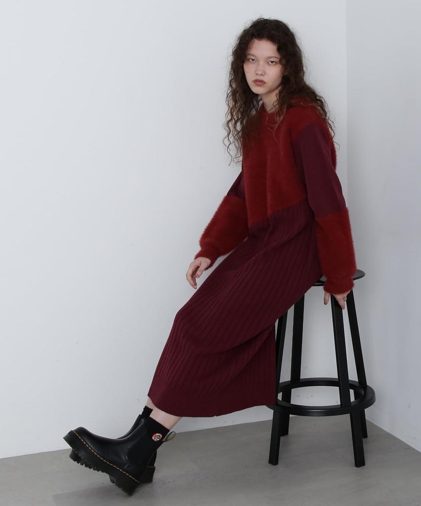 AVIREX ПЛАТЬЕ-СВИТЕР ОДНОТОННОЕ x ПУШИСТЫЙ KNIT S кирпичный 783-4240606