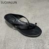 Мода SUOJIALUN 2025 Лето Новый Бренд Женские Тапочки Мода Узкий Ремешок Дамские Элегантные Вьетнамки Квадратный Низкий Каблук Платье Шлепанцы Обувь