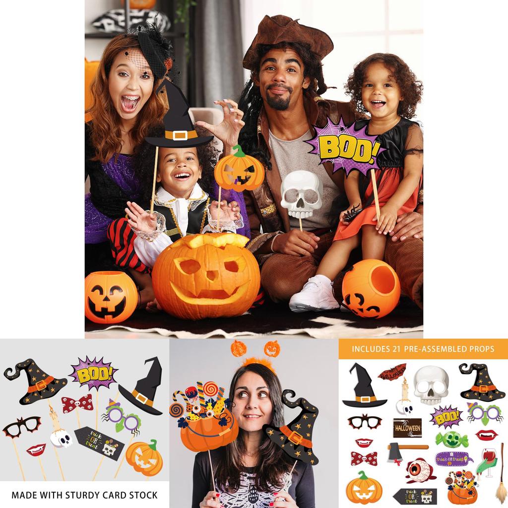 Фотоаксессуары для Хэллоуинской вечеринки с бумажным реквизитом для украшения места проведения и забавных фотографий