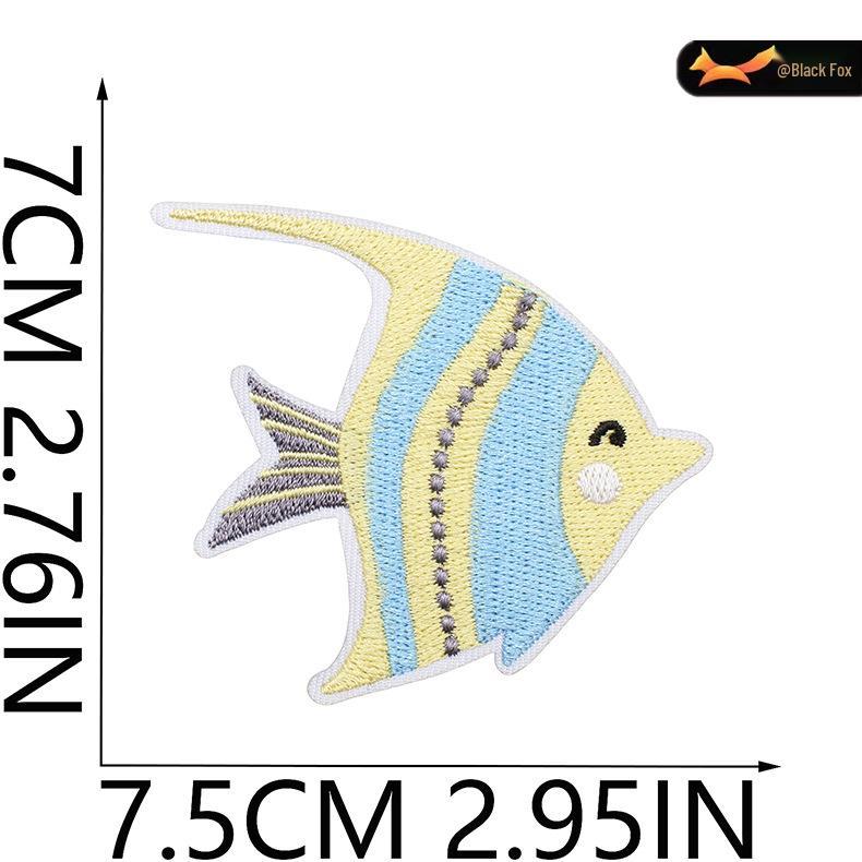 Black Fox Marine Life Cartoon Embroidered Patches for Children's Bags