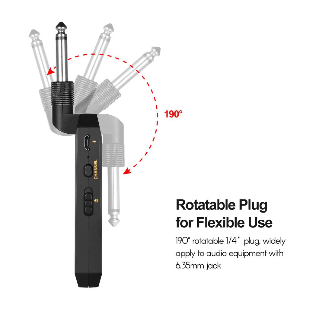 Muslady MD-5G Wireless 5.8G Guitar System Rechargeable Audio Transmitter and Receiver ISM Band for
