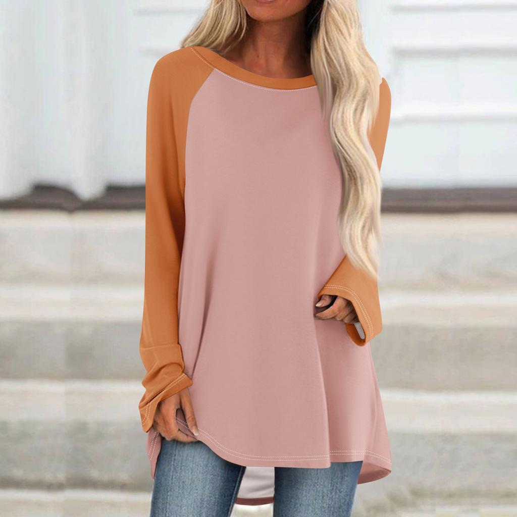 Женский модный свободный пуловер средней длины с круглым вырезом и принтом, рукава реглан, повседневный топ с длинными рукавами