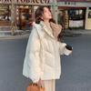 Korean Fashion Winter Women Patchwork Hooded Short Down Cotton Coat Casual Single Breasted Jacket Fashion Thick Outwear Popular