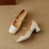 2024 Туфли Мэри Джейн на высоком каблуке женские новинка весна/лето 2024 года новые элегантные туфли на толстом каблуке с неглубоким носом и квадратным носком
