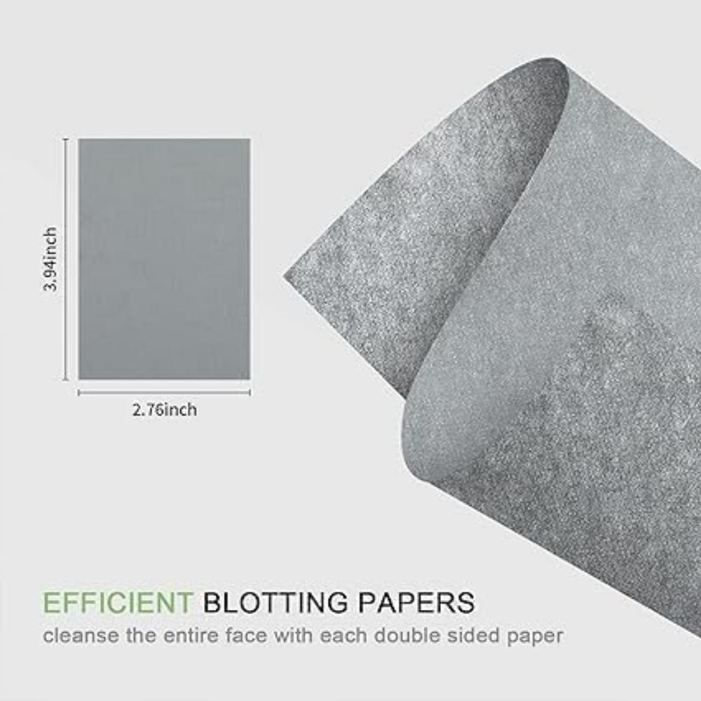 Премиальные натуральные матирующие салфетки для лица - 1x100 листов Плотная матирующая бумага для жирной кожи - Подходят для макияжа (Древесный уголь)