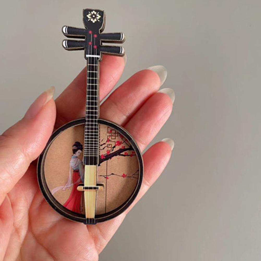 Миниатюрные Пипа Жуань Гучжэн Магнитная Наклейка на Холодильник Ручная Резьба Культурный Артефакт Коллекционный Подарок Декор для Дома