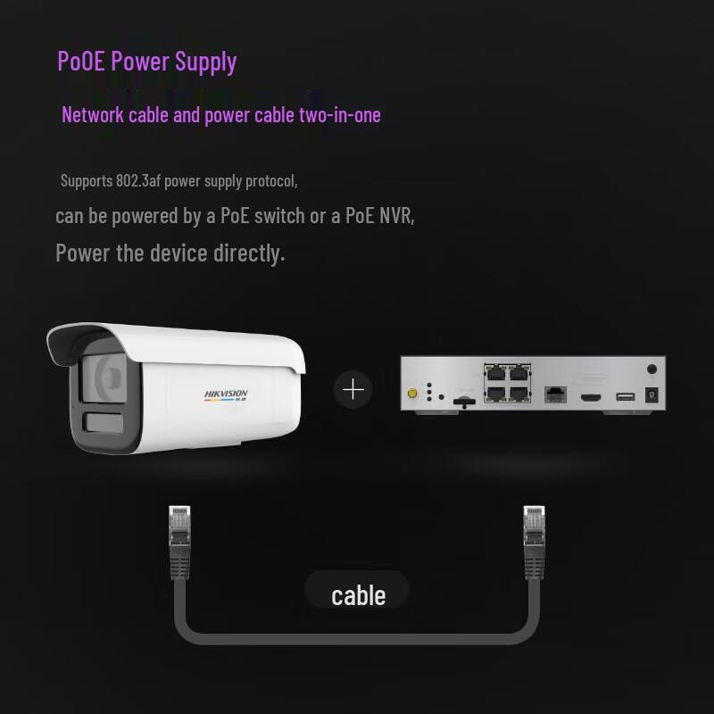 Hikvision 6MP Full-Color PoE Bullet Camera CN plug (adapter included)