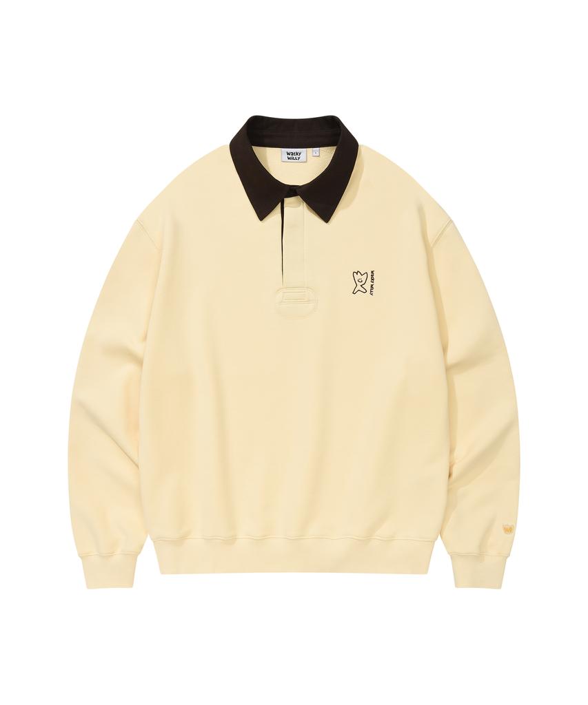 WACKY WILLY Collared Color Block Sweatshirt Yellow