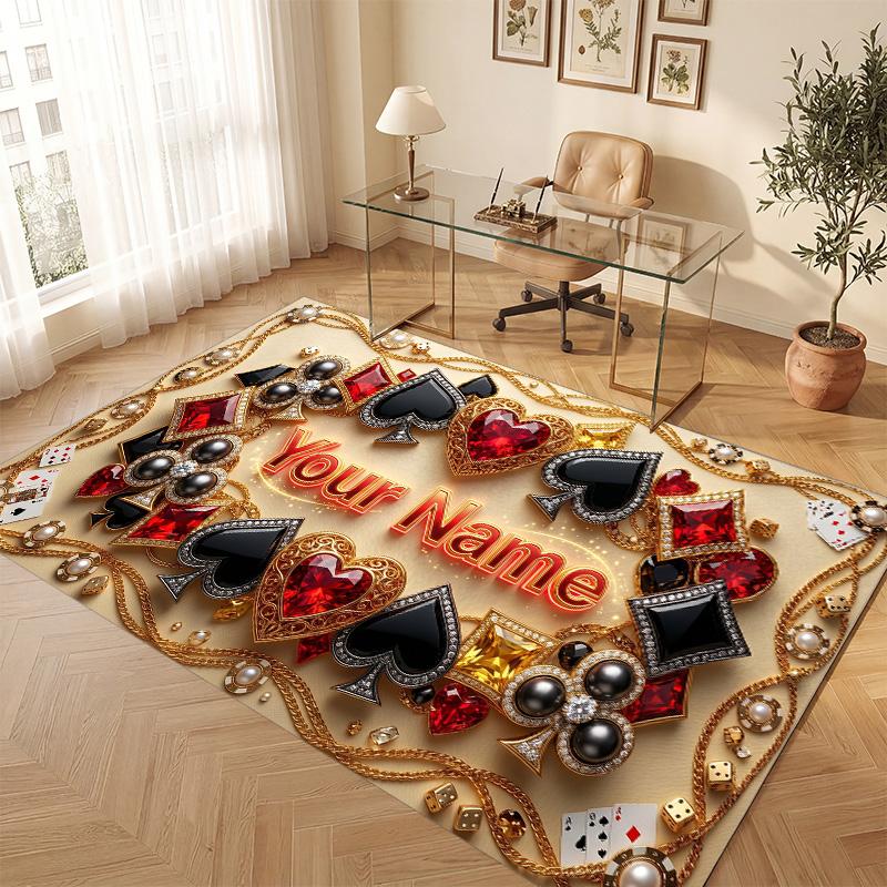 Decorative Artwork Theme Soft Crystal Velvet Rug Custom Name & Text Print Non Slip Floor Rug for Bedroom Living Room
